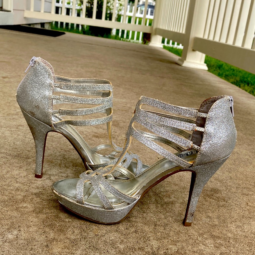 Silver Glitter Stiletto Heels